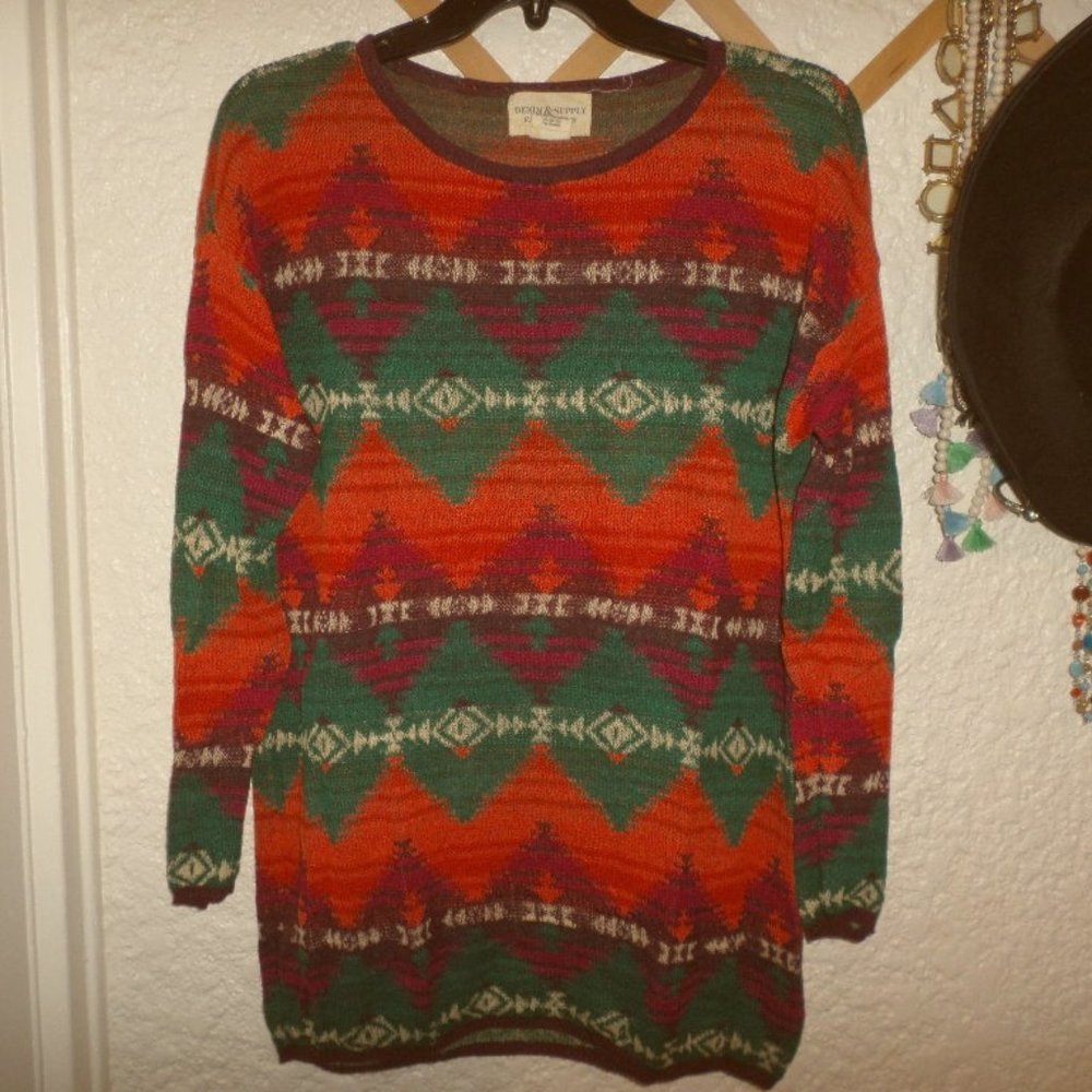Denim & Supply Southwestern Print Sweater Size M